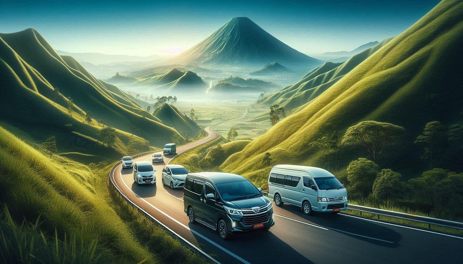 Armada travel Jakarta Cianjur dengan mobil Innova, Hiace, Avanza, dan APV di jalan pegunungan