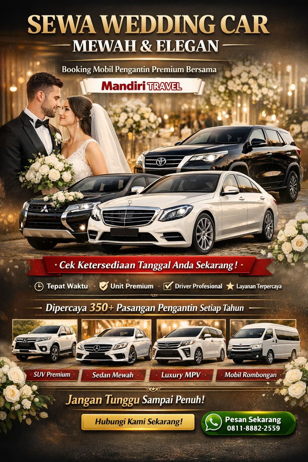 Sewa Wedding Car dan mobil pengantin Mandiri Travel